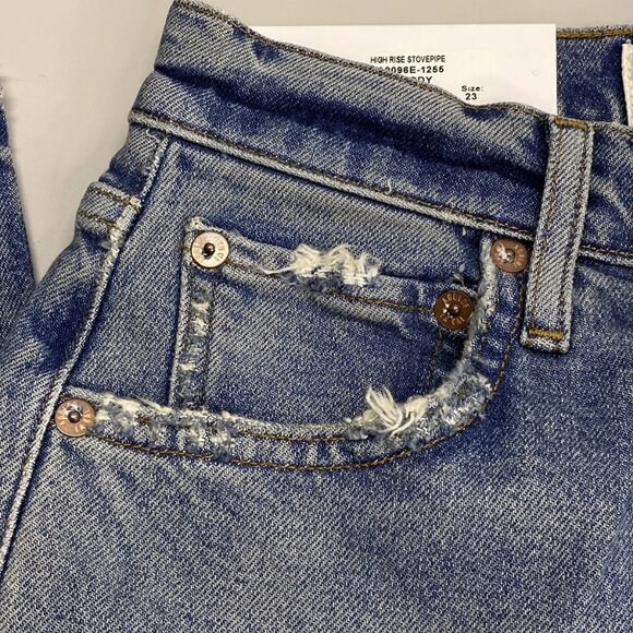 NEW AGOLDE Women's Jeans Melody Blue Size 23 High Rise Stovepipe Straight Cotton - Picture 8 of 11